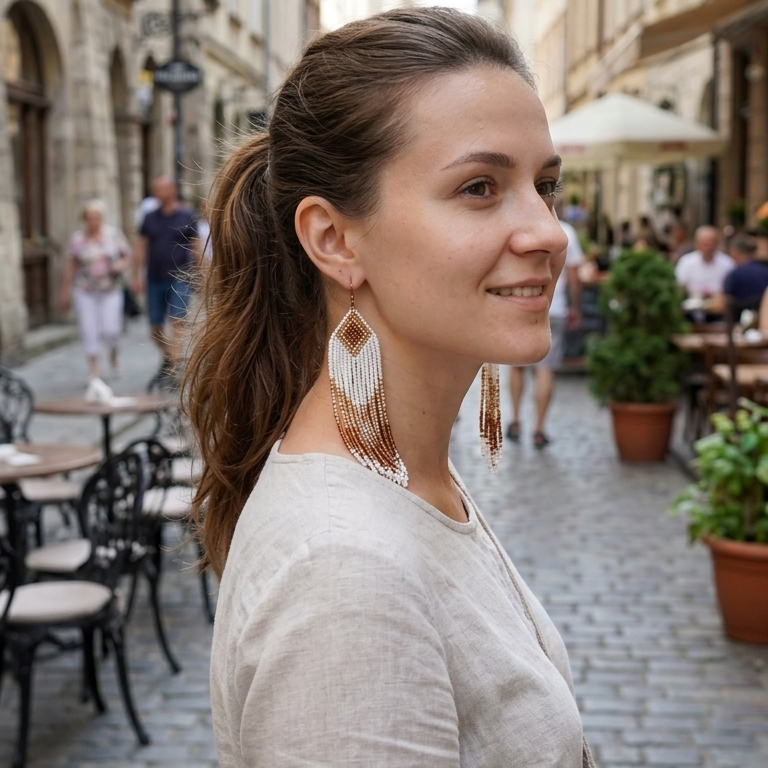 Long seed bead earrings with elegant fringe