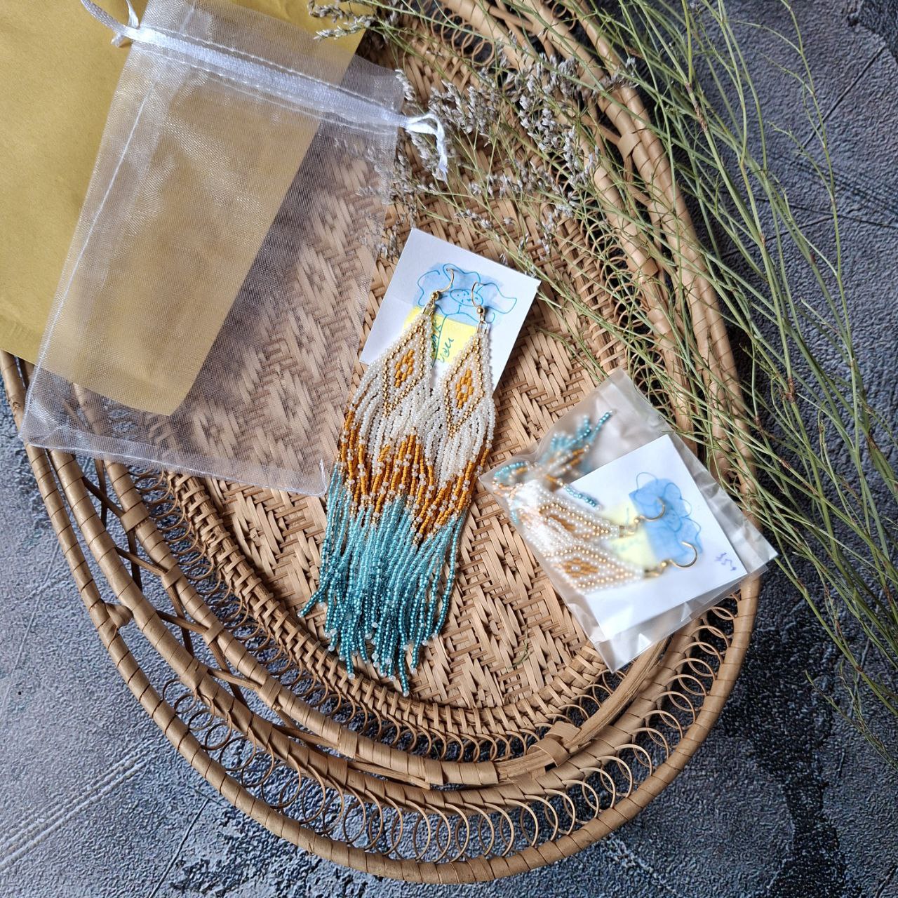 Boho chic turquoise fringe earrings gift for her
