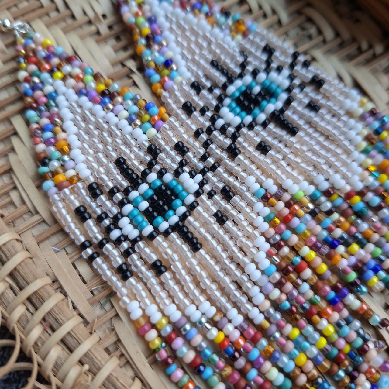 Long Statement Earrings with Evil Eye Pattern