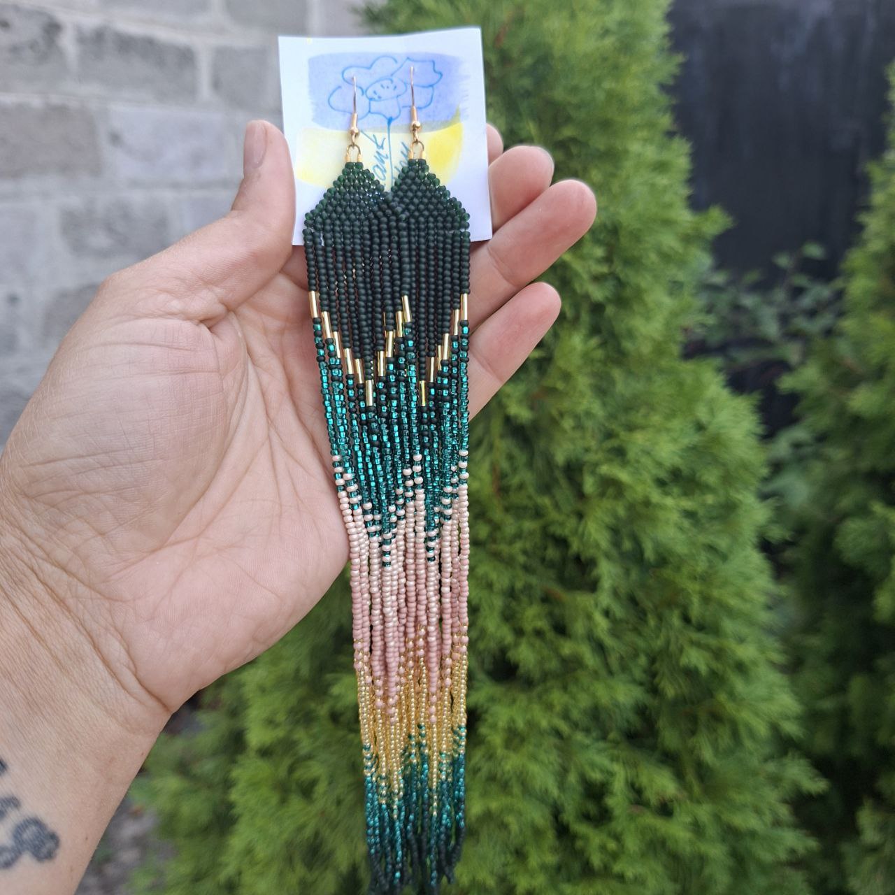 Boho fringe earrings made with Czech seed beads