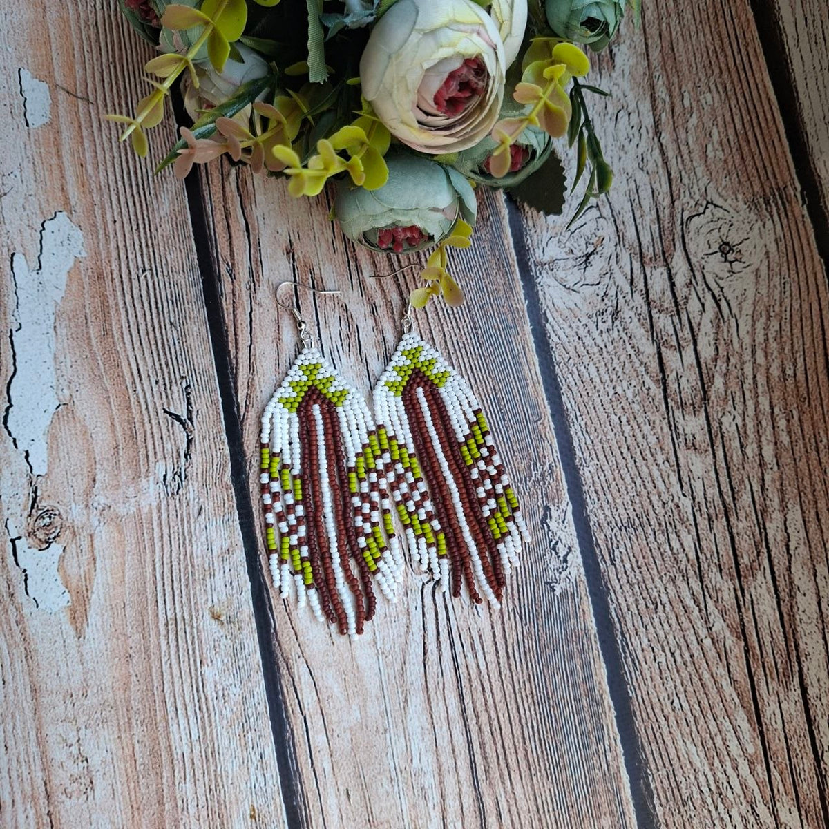 Handmade Beaded Fringe Earrings – Boho Statement Earrings for Women
