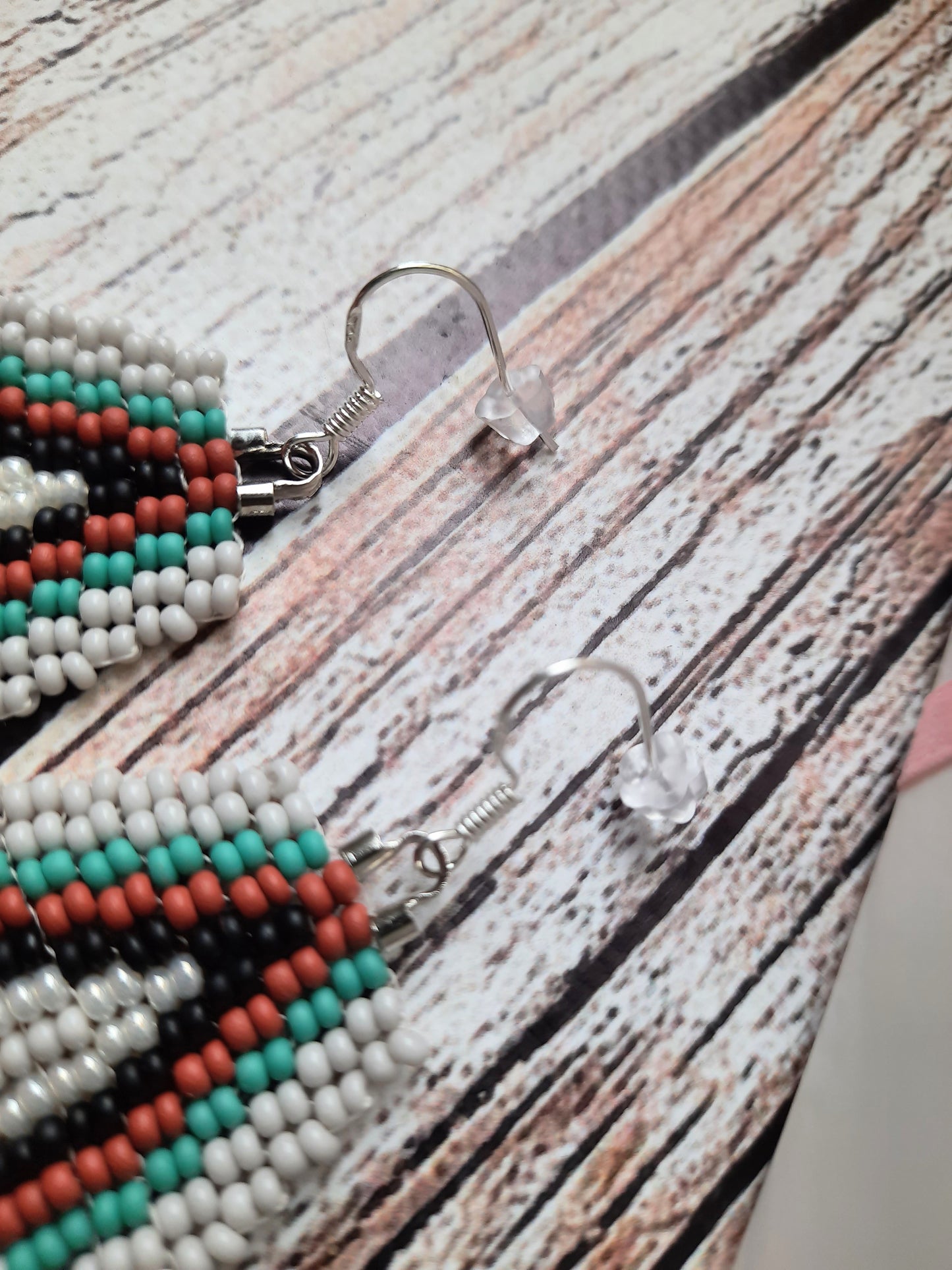 Handmade Turquoise Seed Beaded Fringe Earrings