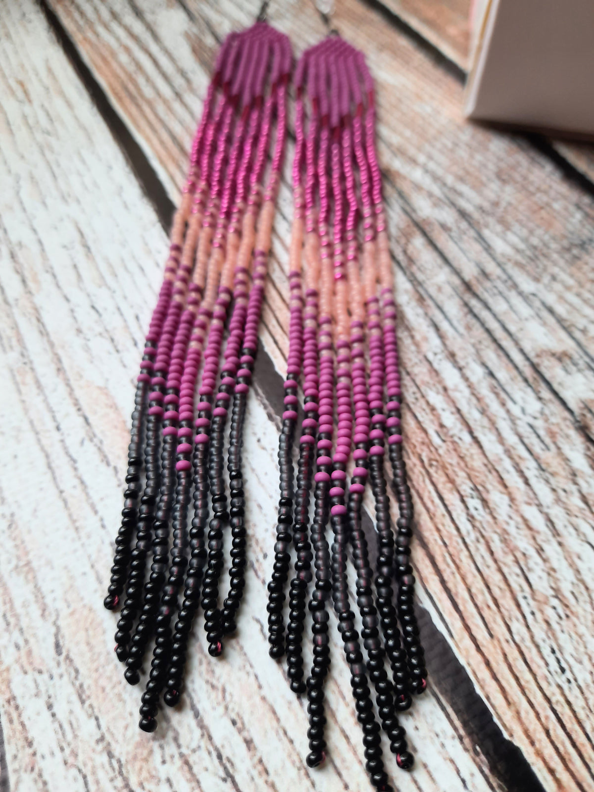 Long Beaded Earrings 💜 Purple Ombre Beads