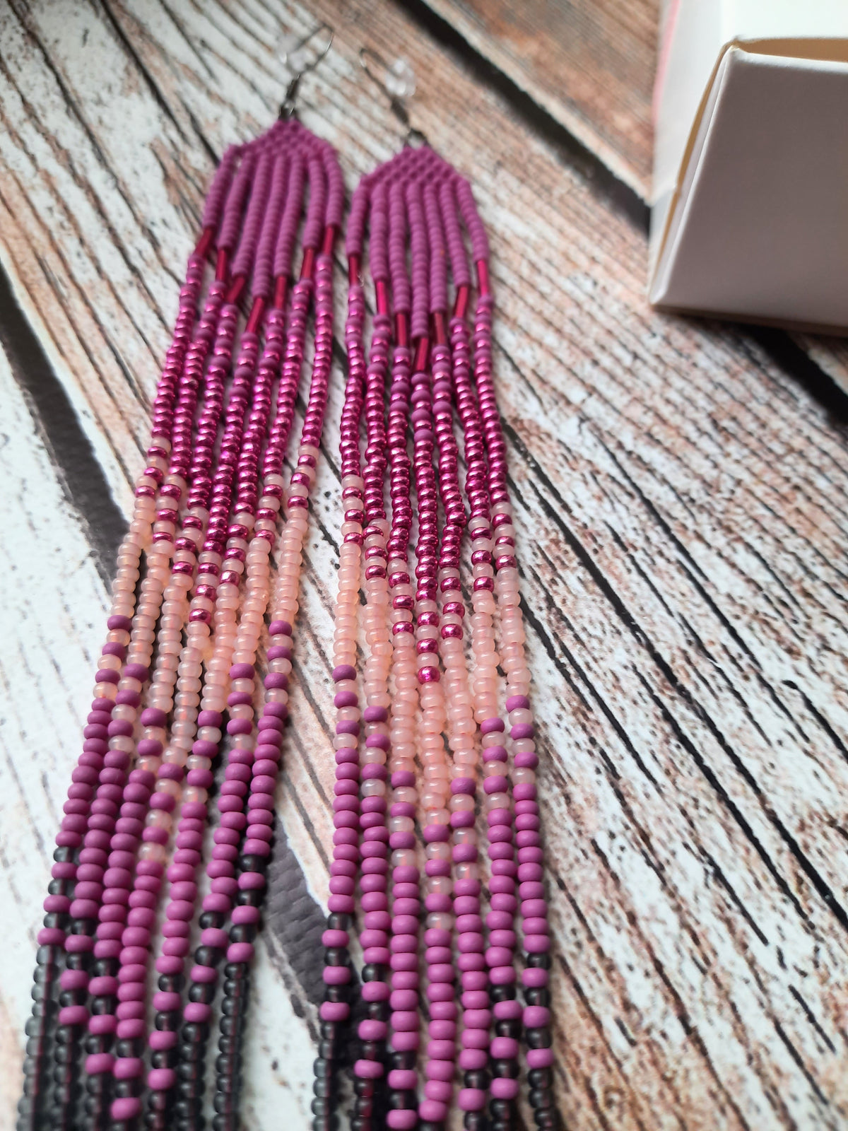 Long Beaded Earrings 💜 Purple Ombre Beads