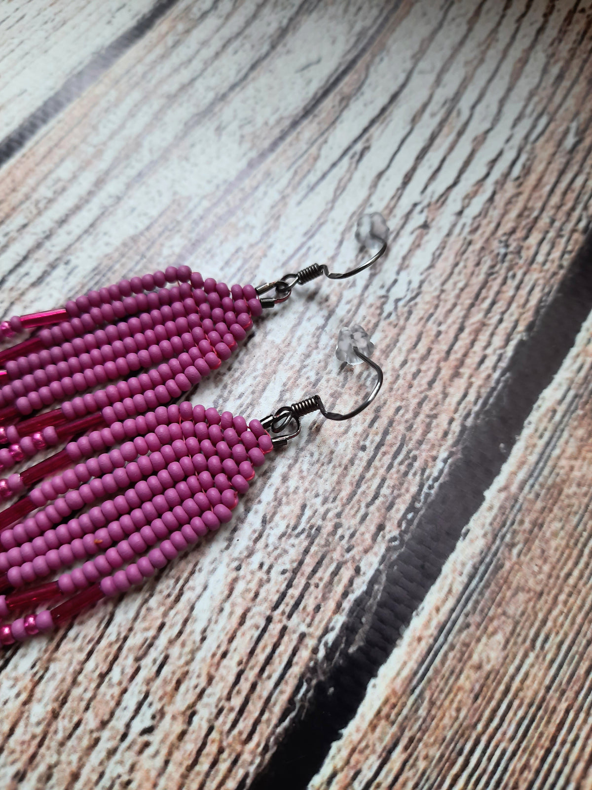 Long Beaded Earrings 💜 Purple Ombre Beads