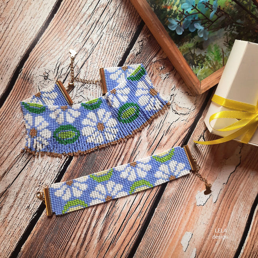 Handmade Beaded Choker & Bracelet Set