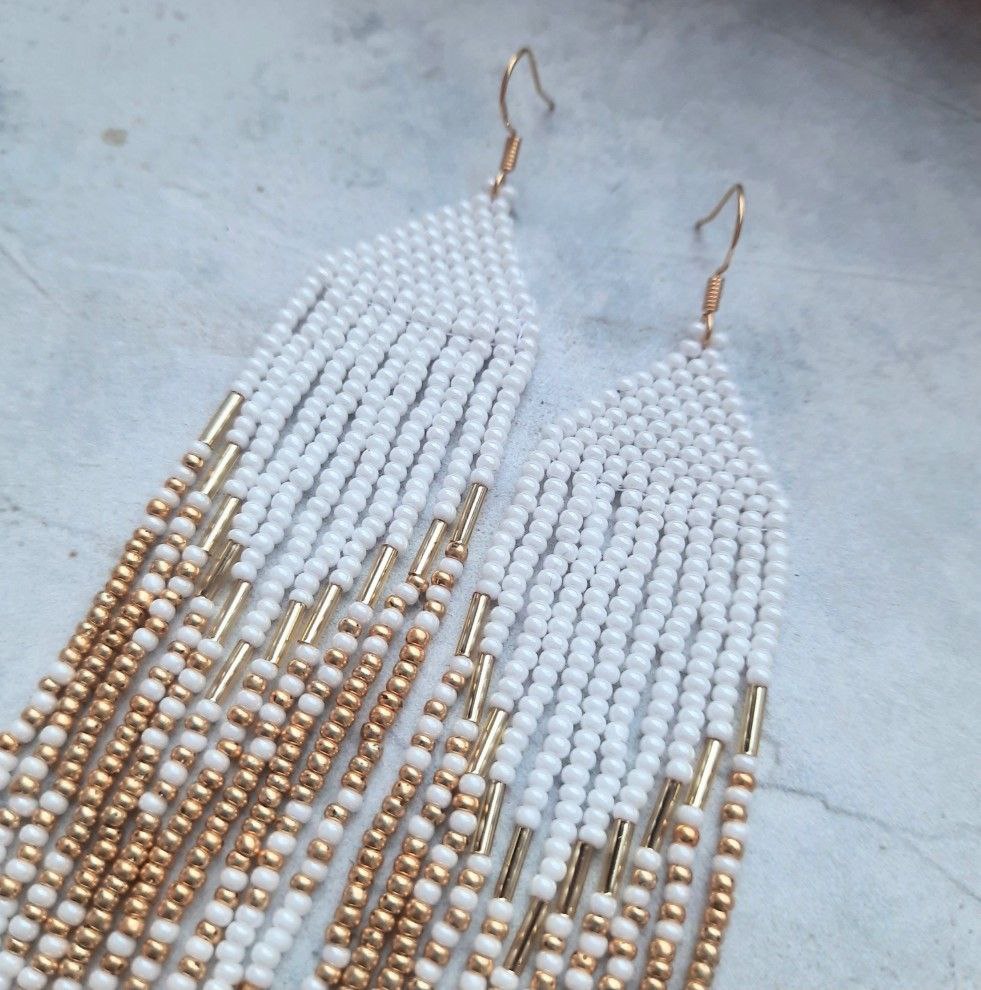 Chandelier beaded earrings 8 inch