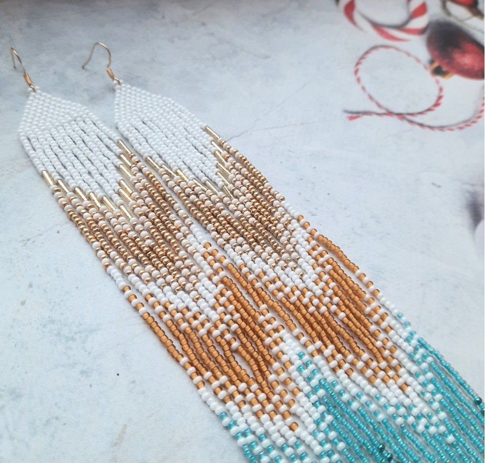 Chandelier beaded earrings 8 inch