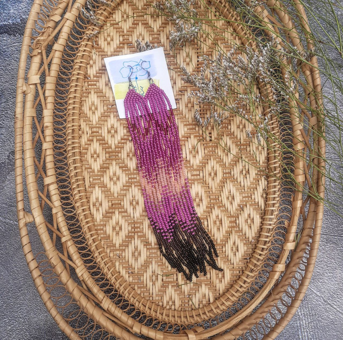 Long Beaded Earrings 💜 Purple Ombre Beads