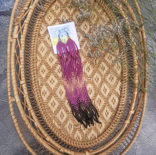 Long Beaded Earrings 💜 Purple Ombre Beads