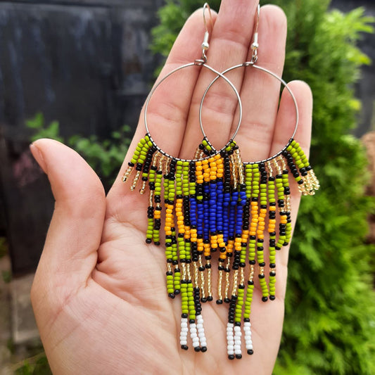 Boho Hoop Beaded Earrings 🌿 Handmade Fringe Jewelry