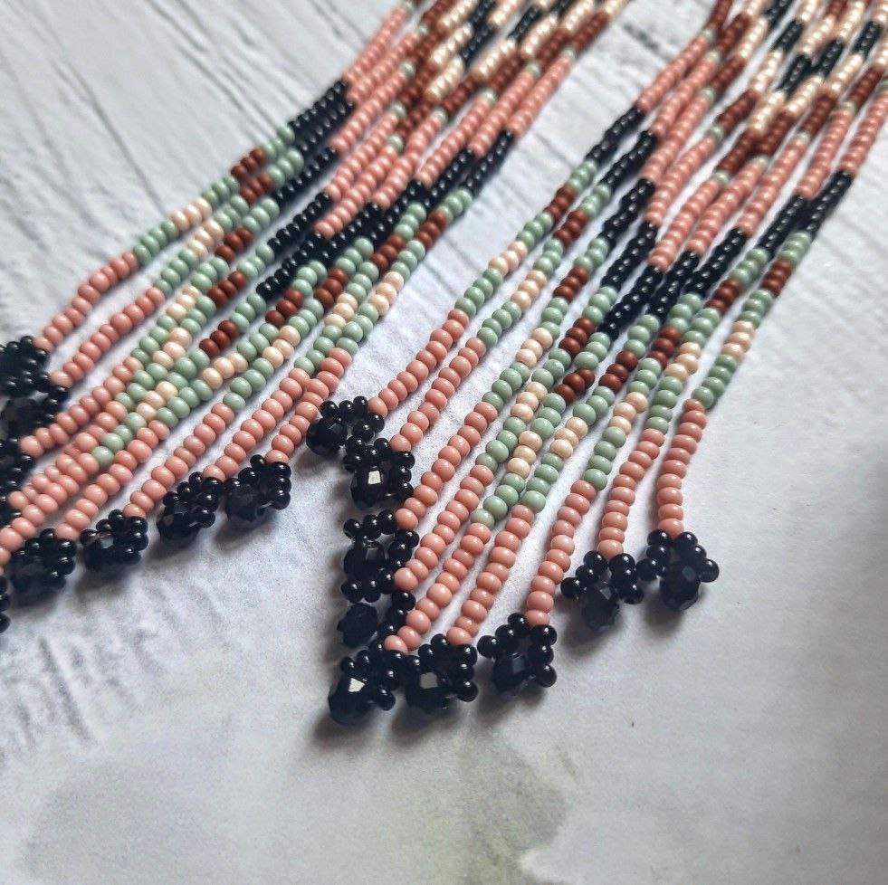 Long Beaded Fringe Earrings | Handmade Ethnic Boho Earrings