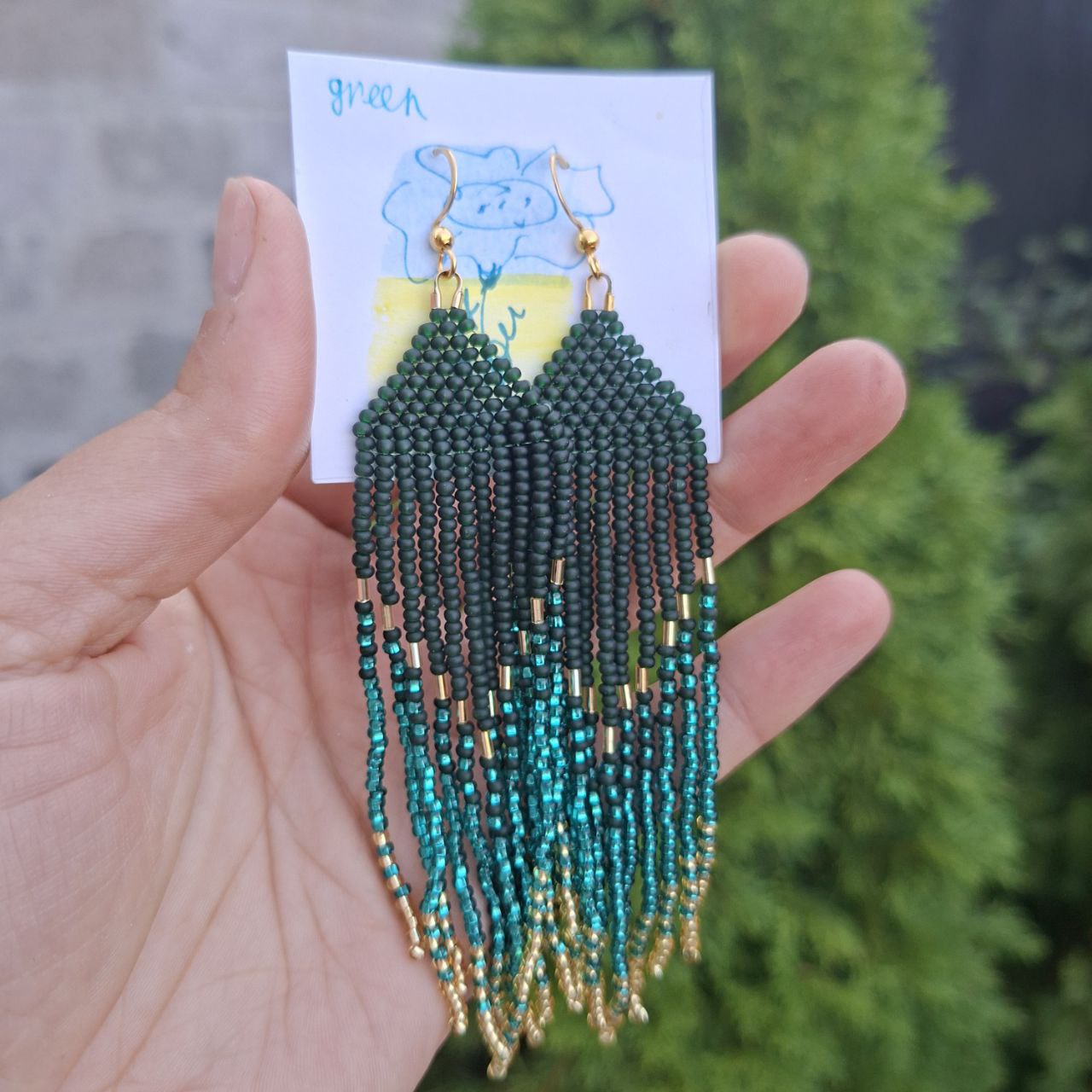 Handmade beaded earrings with Czech beads