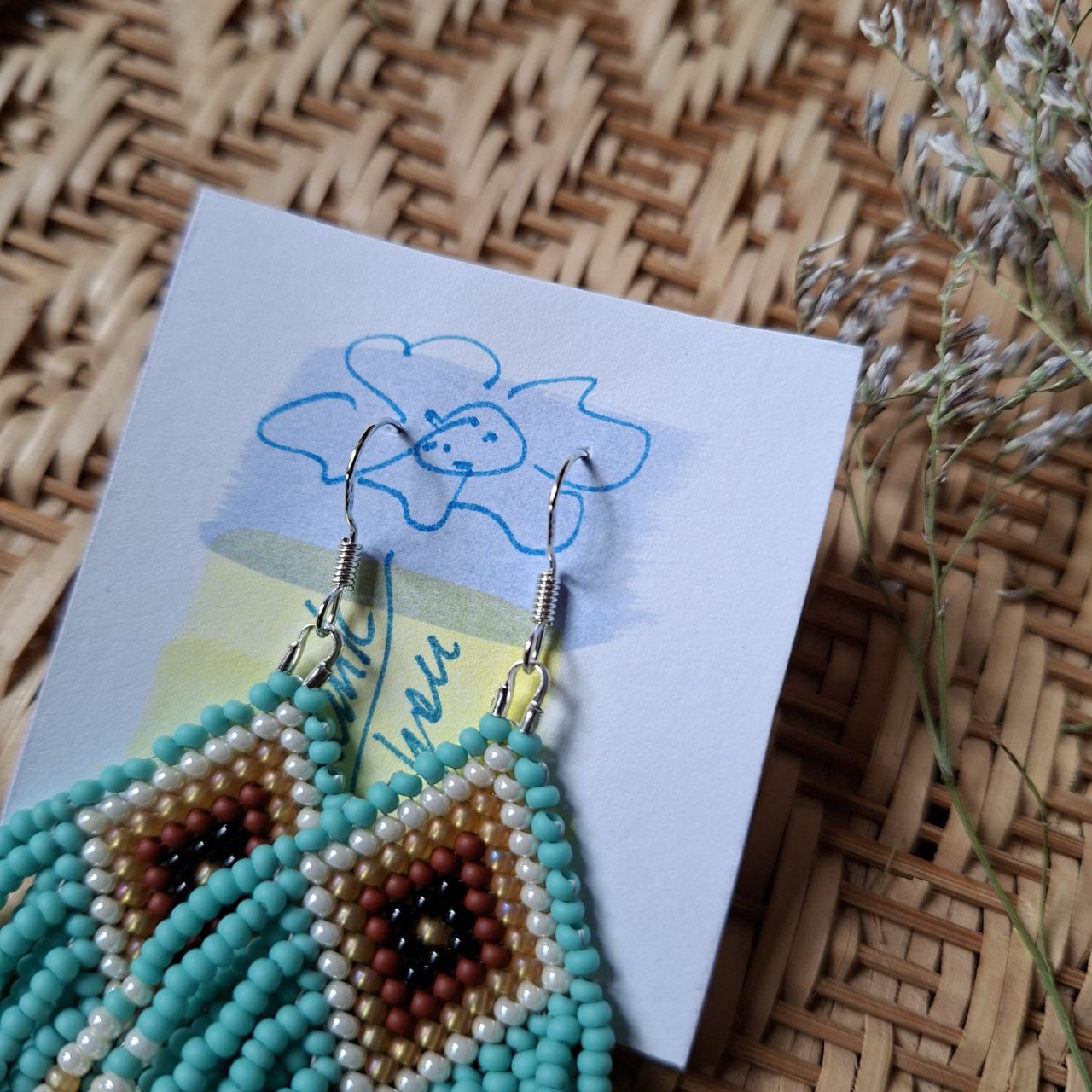 Boho Beaded Fringe Earrings: Turquoise Tribal Czech Seed Beads
