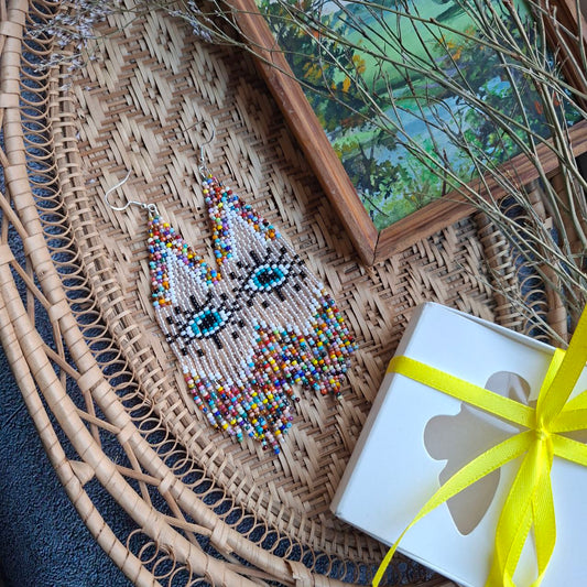 Long Statement Earrings with Evil Eye Pattern