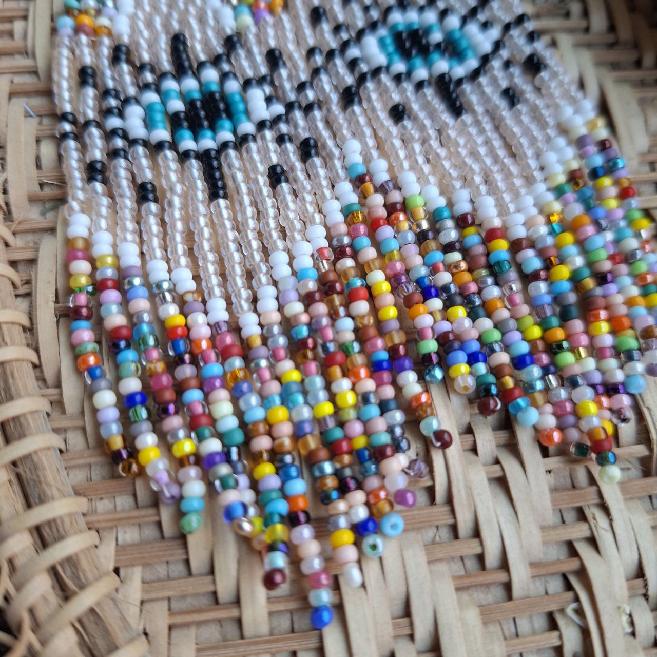 Long Statement Earrings with Evil Eye Pattern