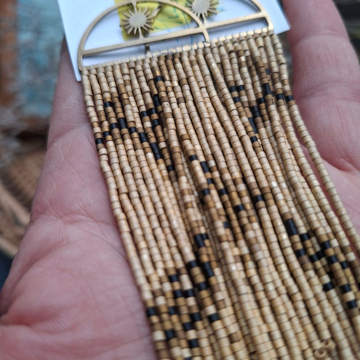 Miyuki Delica Beads, Long Seed Bead Earrings with Sun Charm