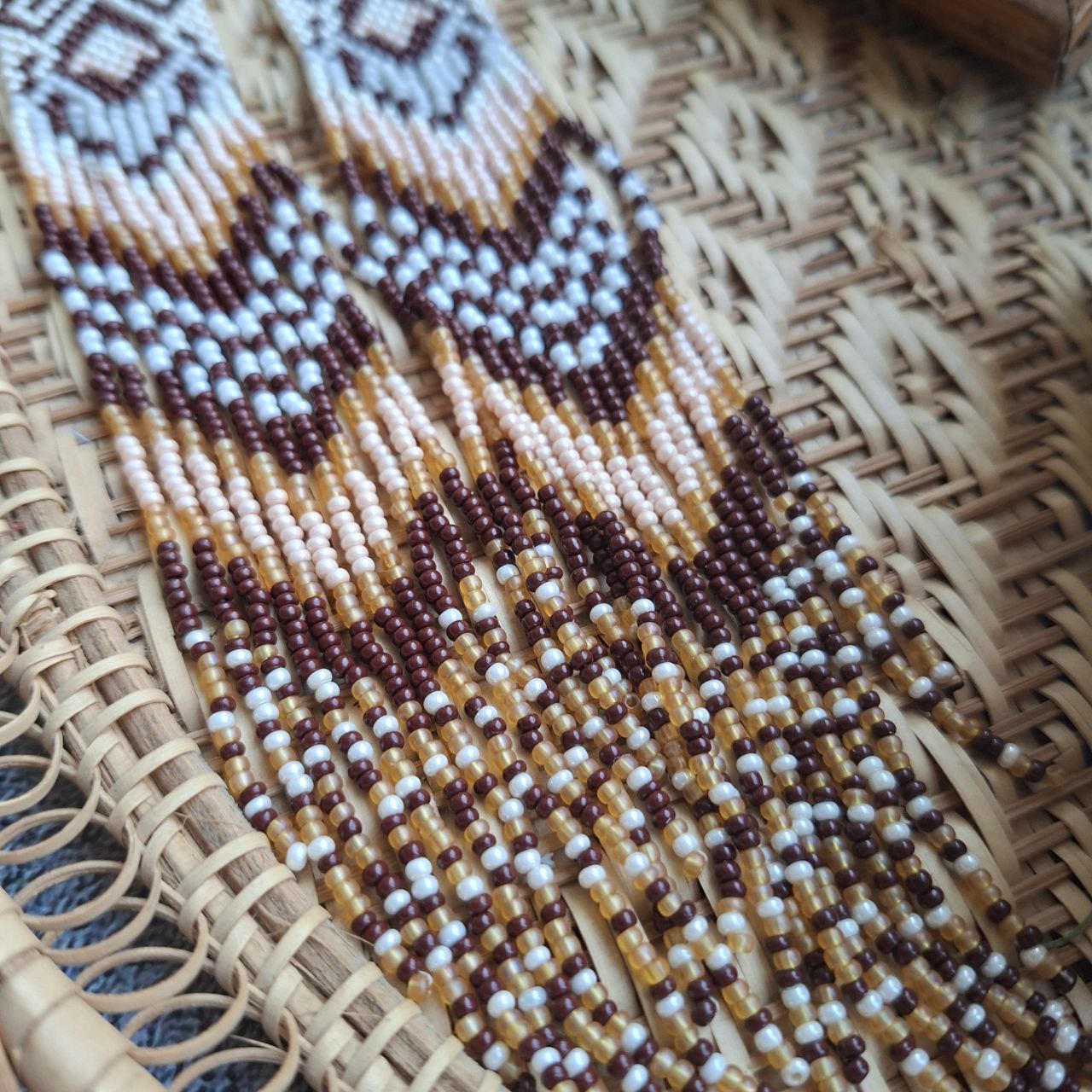 Extra Long Boho Fringe Earrings – Handmade Seed Bead Statement Earrings (8 Inches)