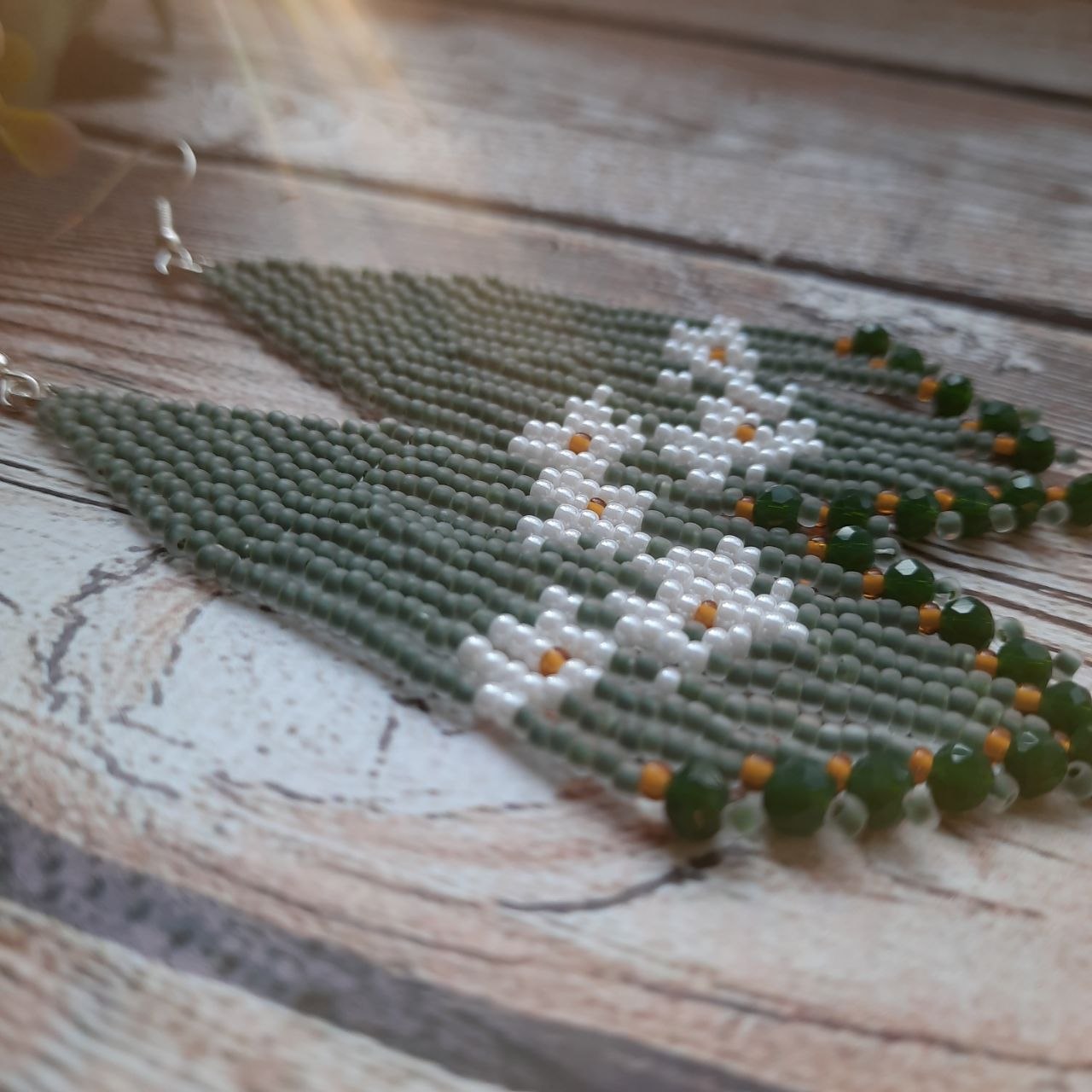 Green Beaded Earrings