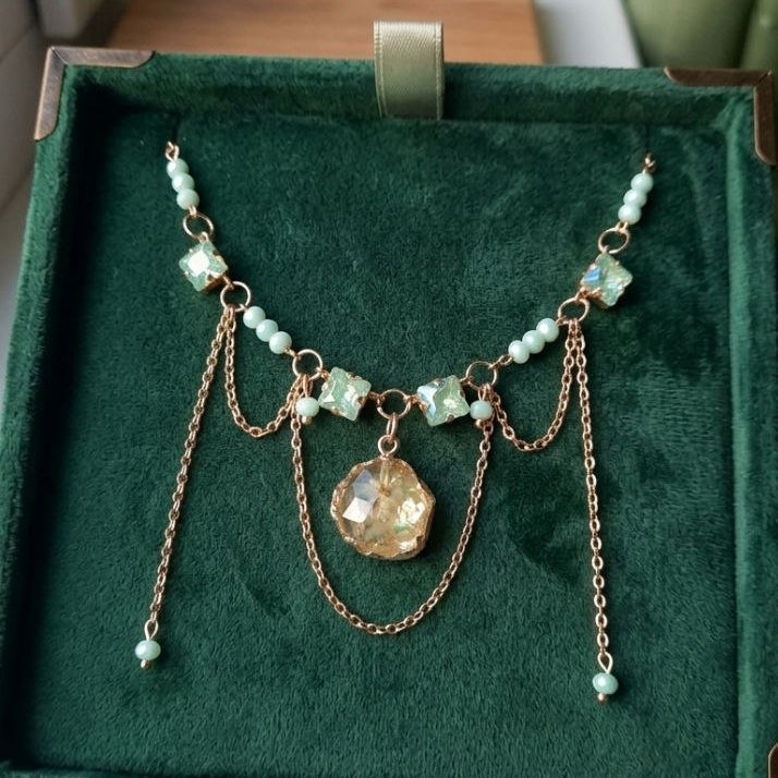 Soft green and gold tones