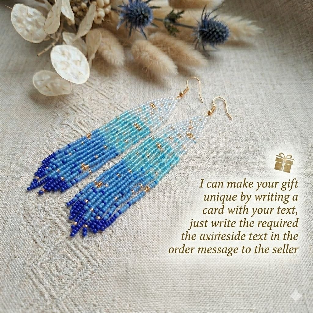 Handmade fringe earrings in soft ocean inspired gradient colors